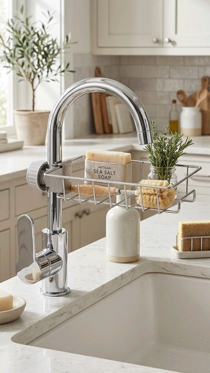 Stainless Steel Sink Faucet Organizer Basket