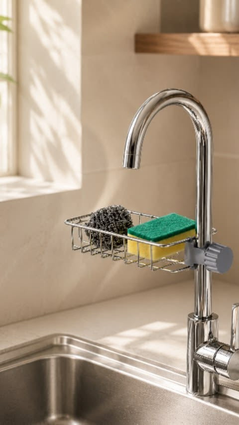 Stainless Steel Sink Faucet Organizer Basket