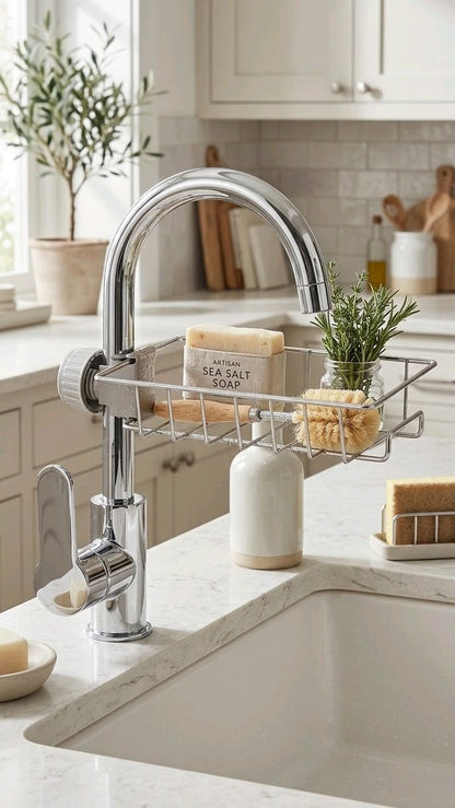 Stainless Steel Sink Faucet Organizer Basket